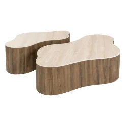 Salontafel Ceramo Grande Set Van 2 3d Keramiek Travertin - Giga Meubel