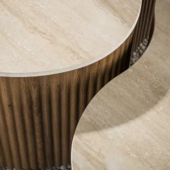 Salontafel Ceramo Medio Set Van 2 3d Keramiek Travertin - Giga Meubel