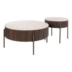 Salontafel Ceramo Rond Keramiek Taj Mahal Set Van 2 - Giga Meubel