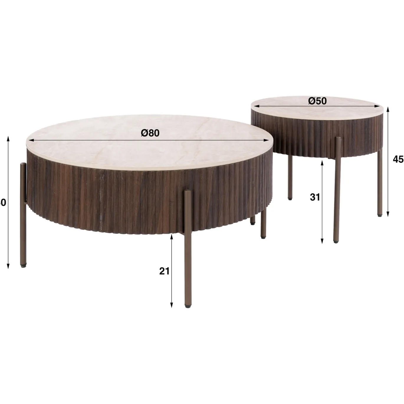 Salontafel Ceramo Rond Keramiek Taj Mahal Set Van 2 - Giga Meubel