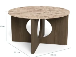 Salontafel Cira Marmer Bruin Ø80cm - Giga Living
