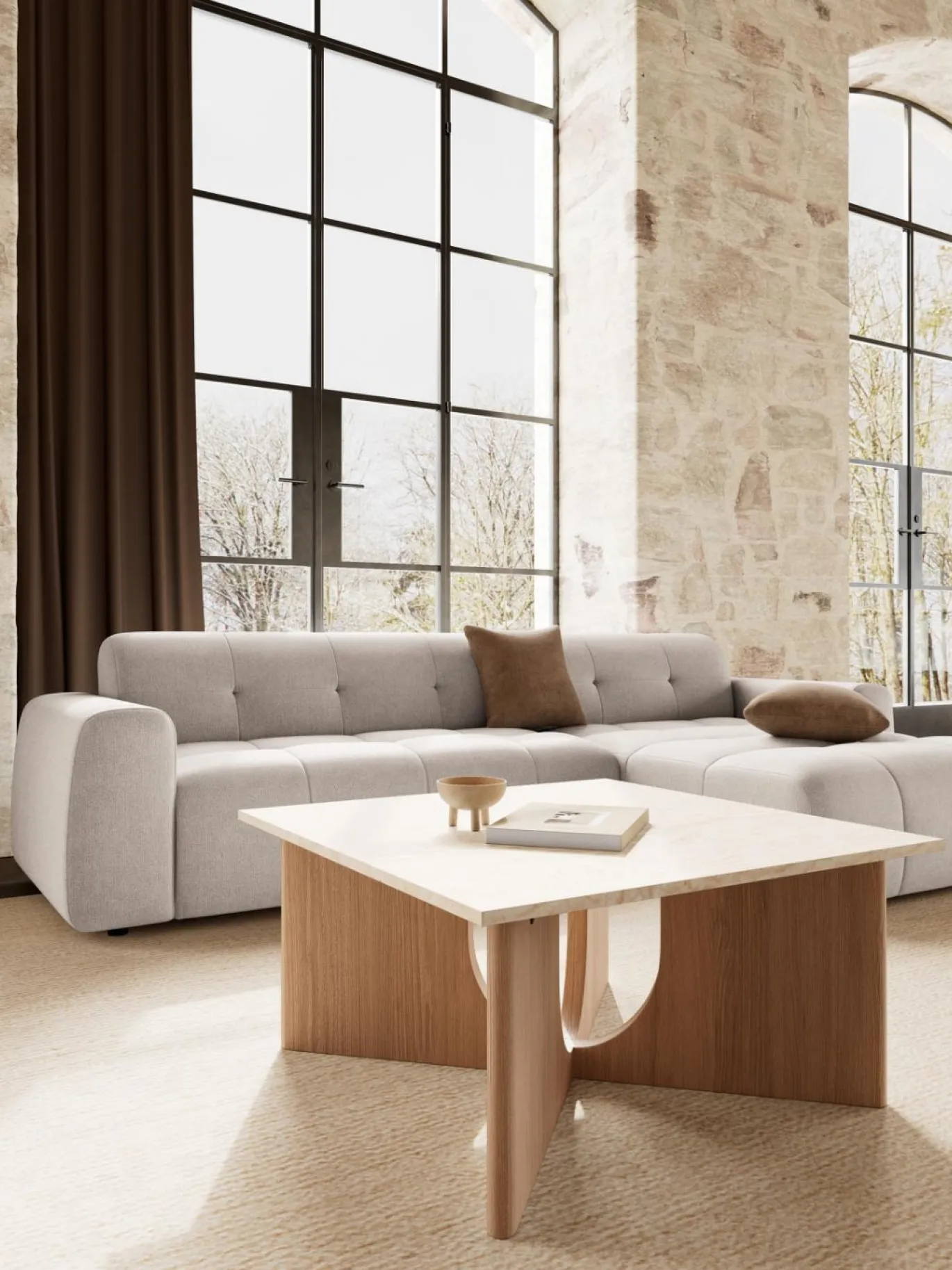Salontafel Cira Marmer Bruin 80cm - Giga Living
