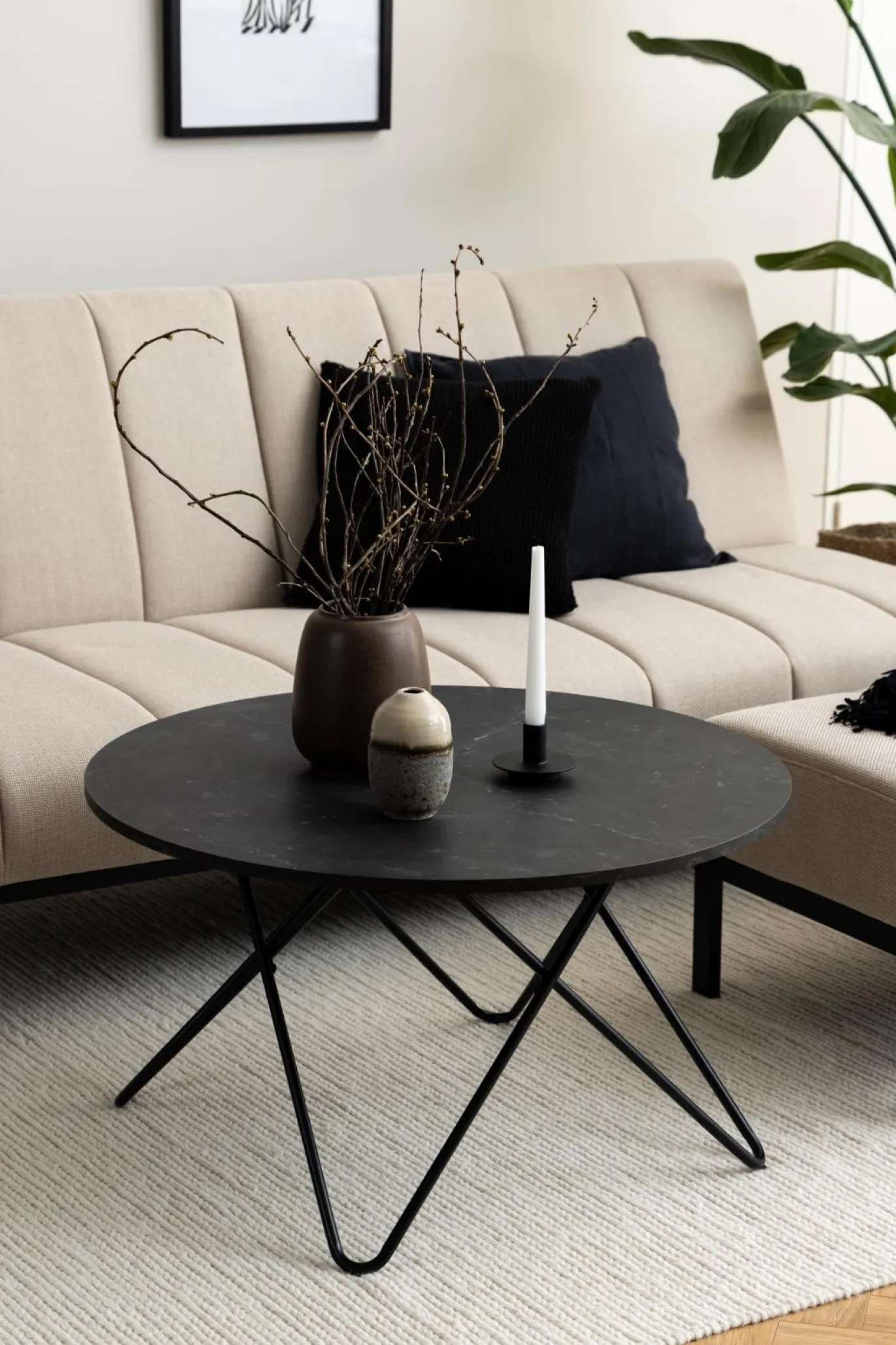 Salontafel Denham Zwart Ø80cm - Giga Living