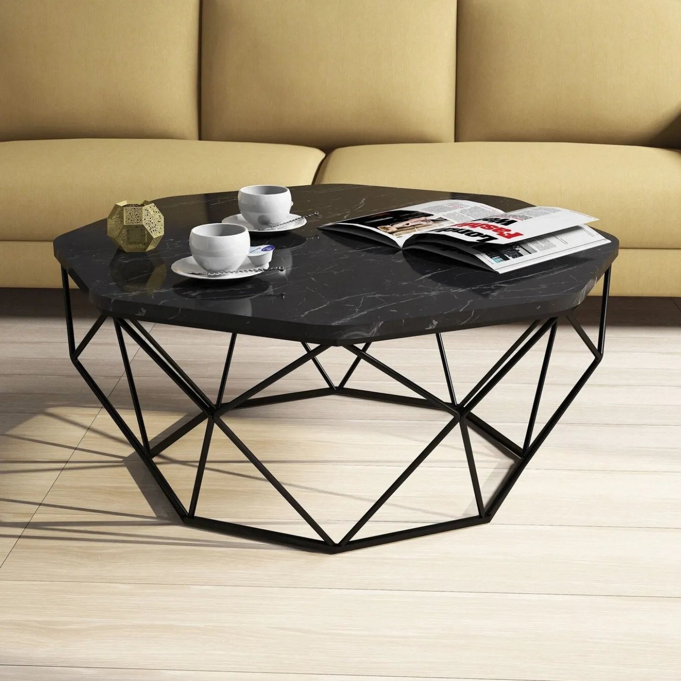 Salontafel Diamond Melamine Zwart Marmer