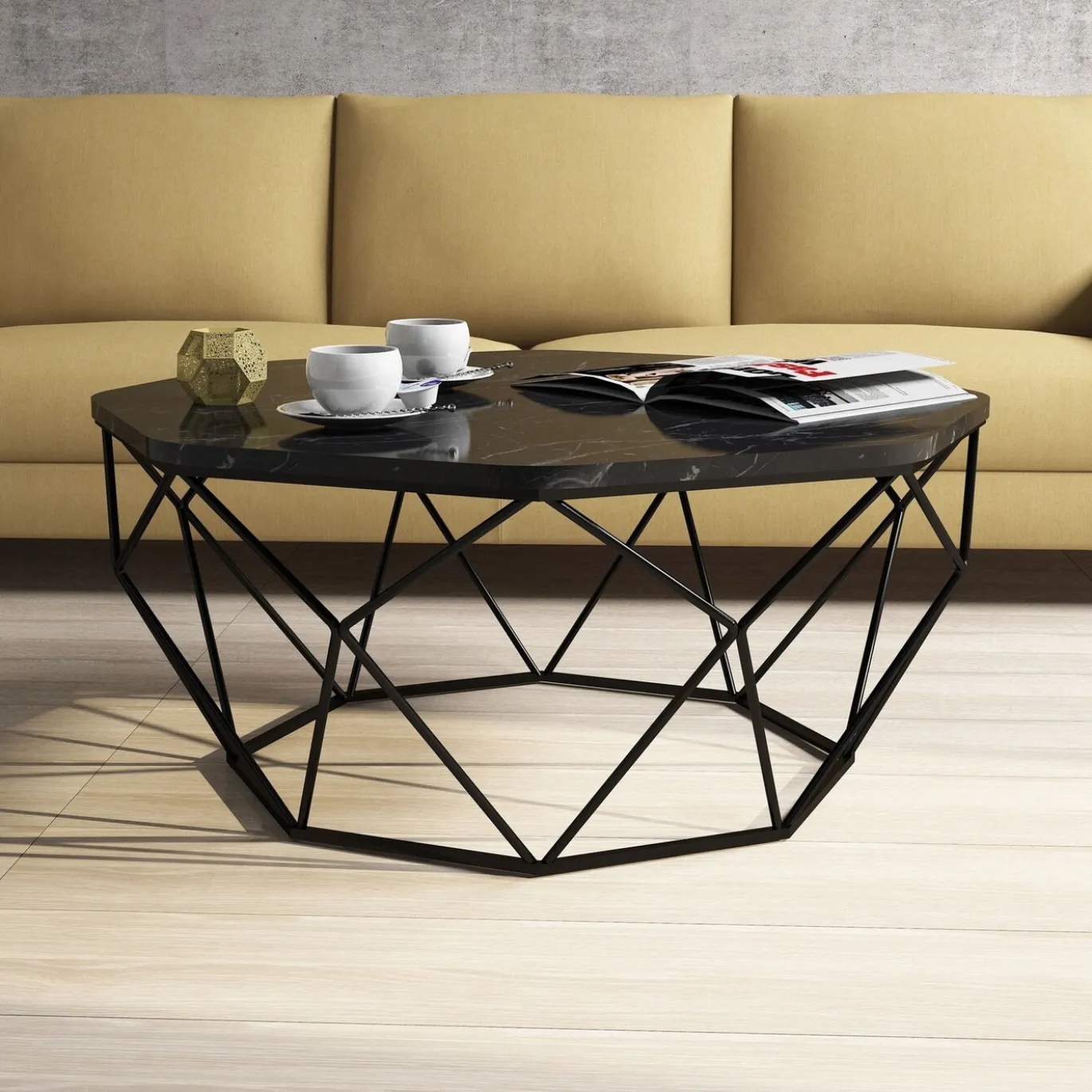 Salontafel Diamond Melamine Zwart Marmer