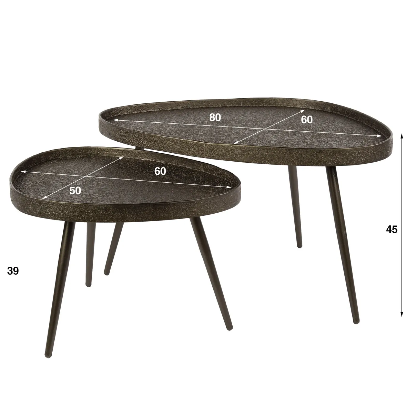 Salontafel Driehoekig Set Van 2 Brons Liquid Metal - Giga Meubel