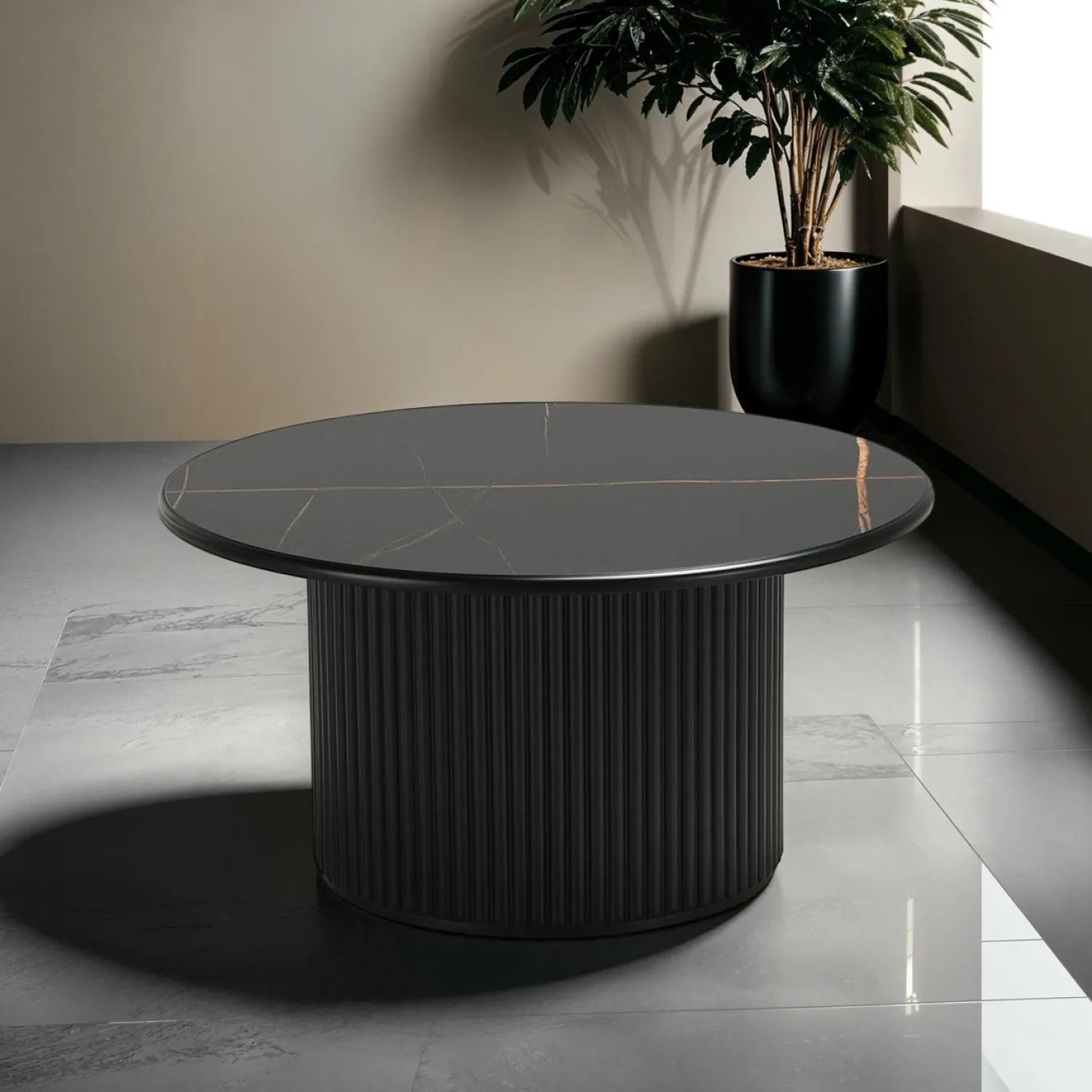 Salontafel Easy Zwart Ø80cm - Giga Meubel