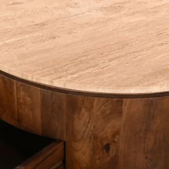Salontafel Elan met Lades Travertin Walnoot - Giga Meubel