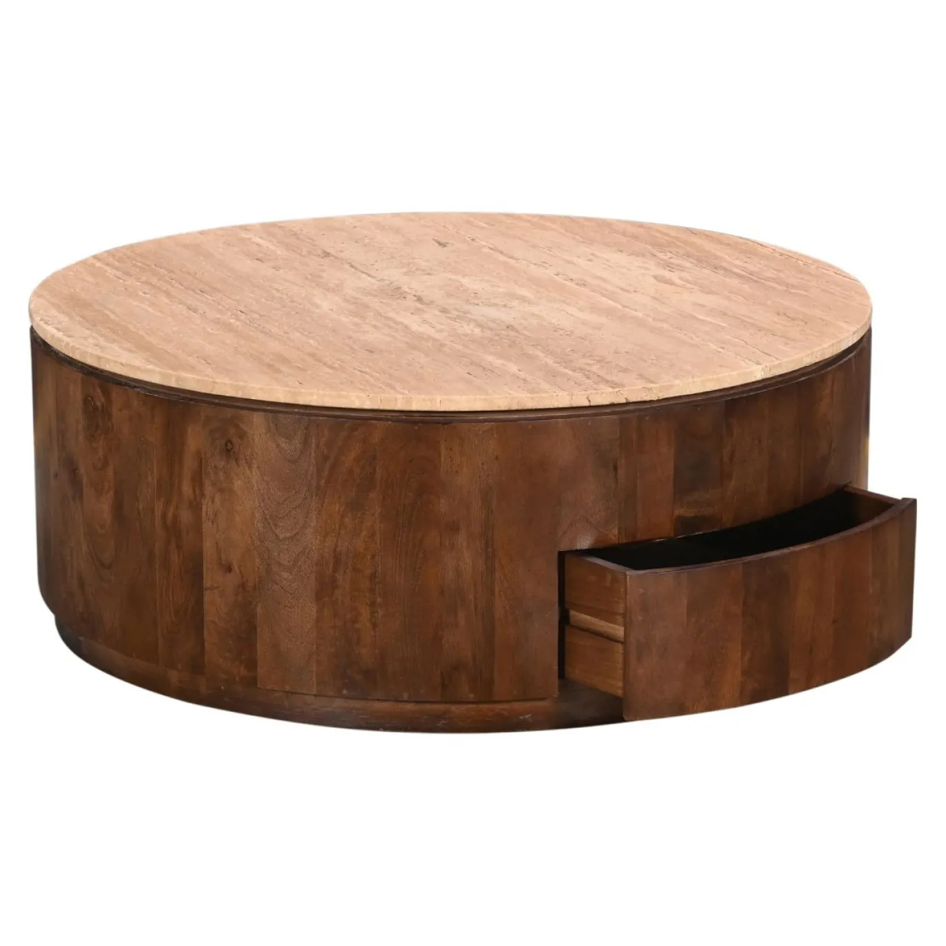 Salontafel Elan met Lades Travertin Walnoot - Giga Meubel