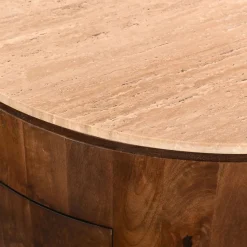 Salontafel Elan met Lades Travertin Walnoot - Giga Meubel