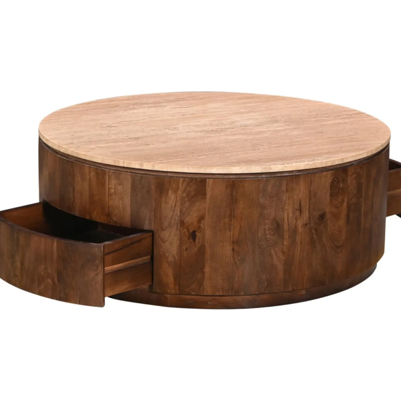 Salontafel Elan met Lades Travertin Walnoot - Giga Meubel
