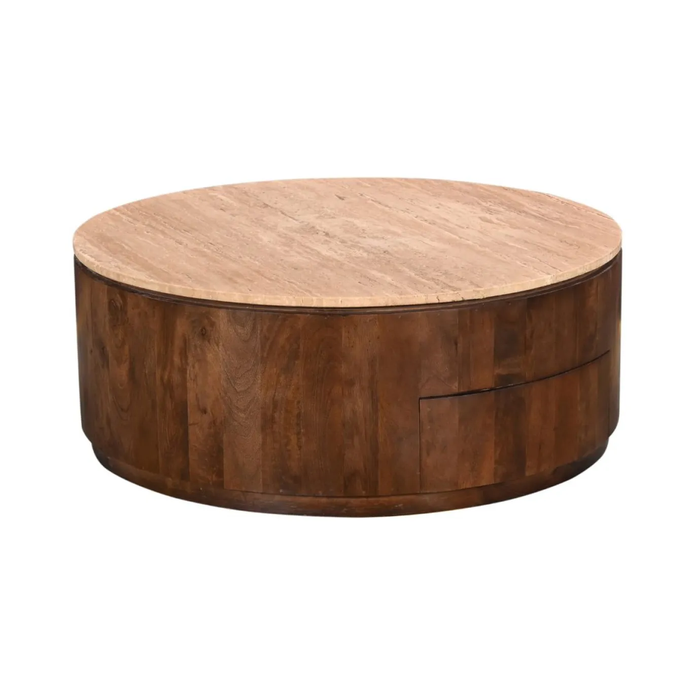 Salontafel Elan met Lades Travertin Walnoot - Giga Meubel