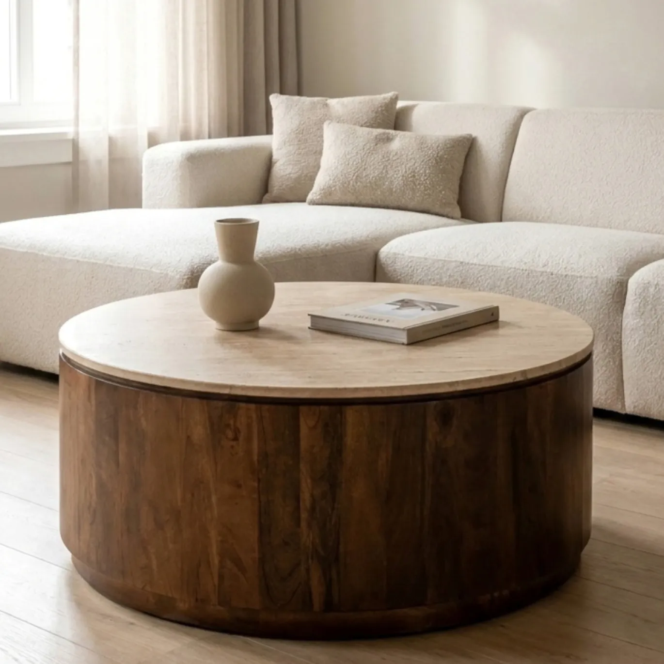 Salontafel Elan Travertin Walnoot - Giga Meubel