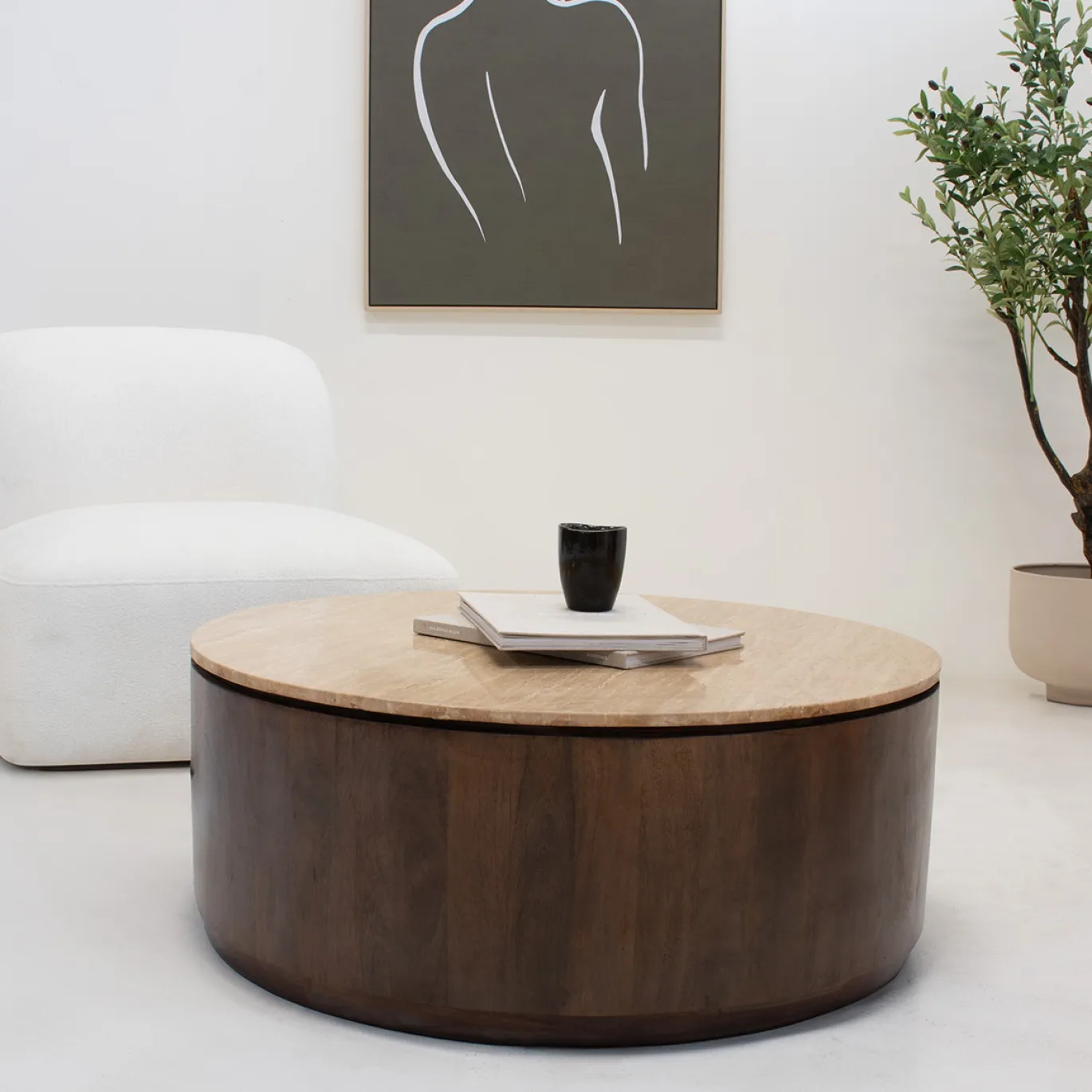 Salontafel Elan Travertin Walnoot - Giga Meubel
