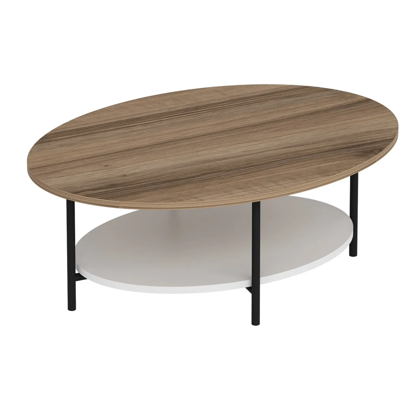 Salontafel Elis Ovaal Naturel/Wit 90cm