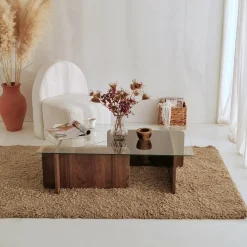 Salontafel Escape Gehard Glas Melamine Walnoot