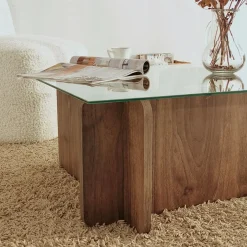 Salontafel Escape Gehard Glas Melamine Walnoot