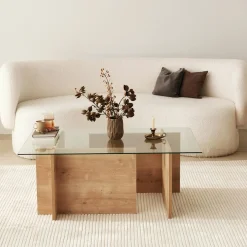Salontafel Escape Glas/Naturel 105cm