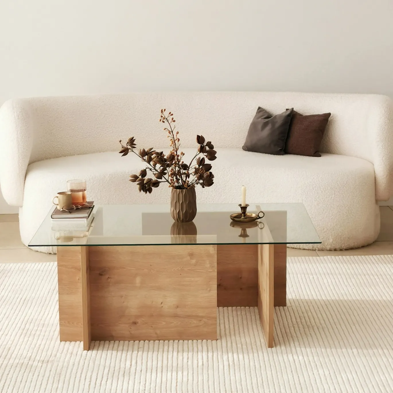 Salontafel Escape Glas/Naturel 105cm