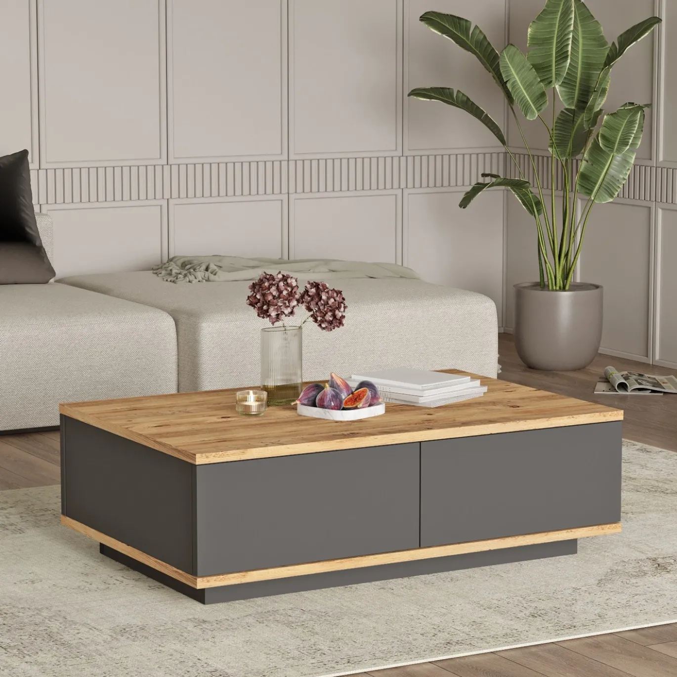 Salontafel Filizoren Antraciet/Naturel