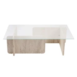 Salontafel Flavio Glas/Travertinlook