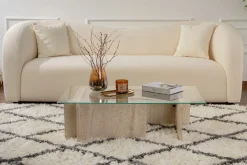 Salontafel Flavio Glas/Travertinlook