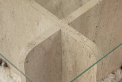 Salontafel Flavio Glas/Travertinlook