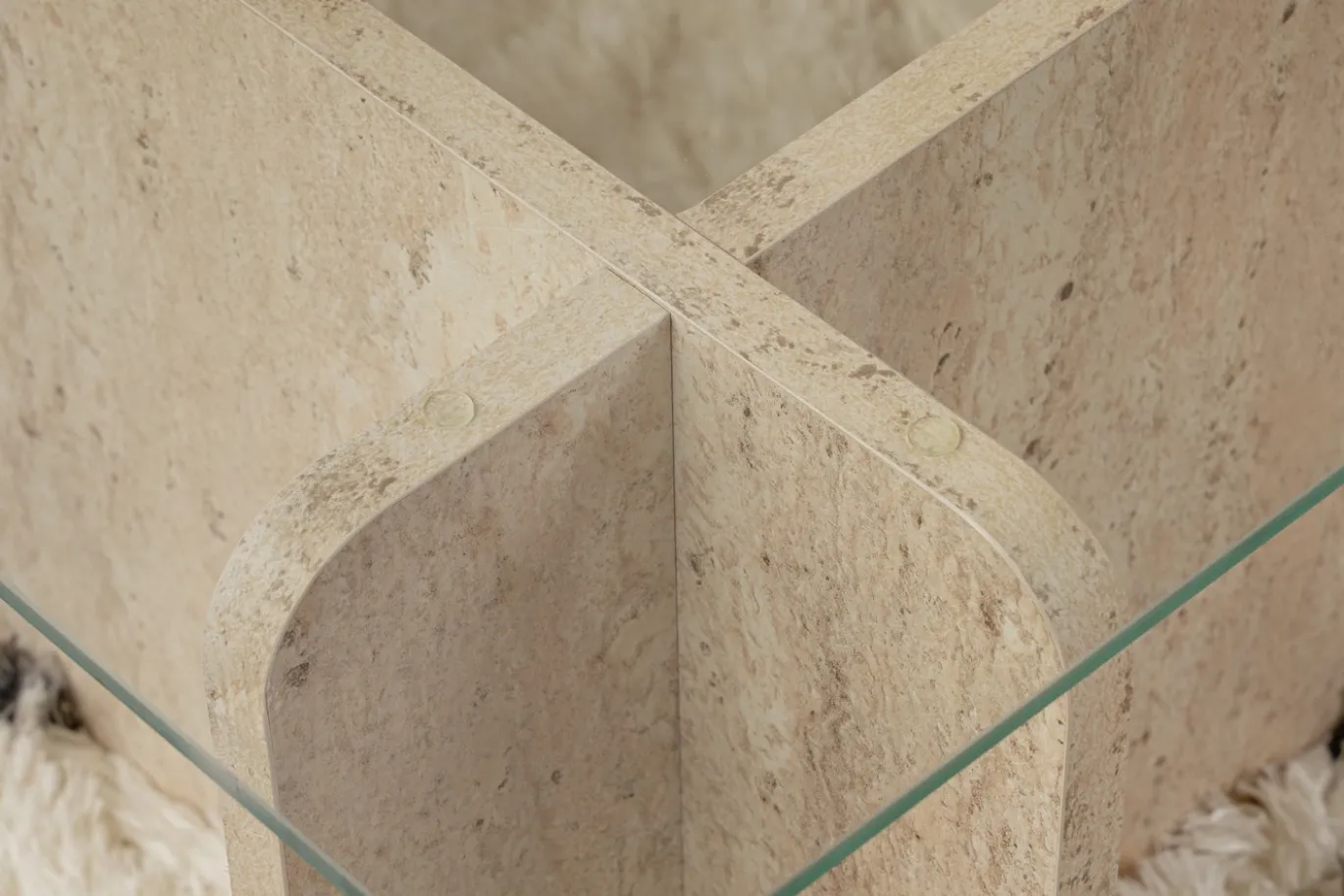 Salontafel Flavio Glas/Travertinlook