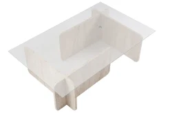 Salontafel Flavio Glas/Travertinlook