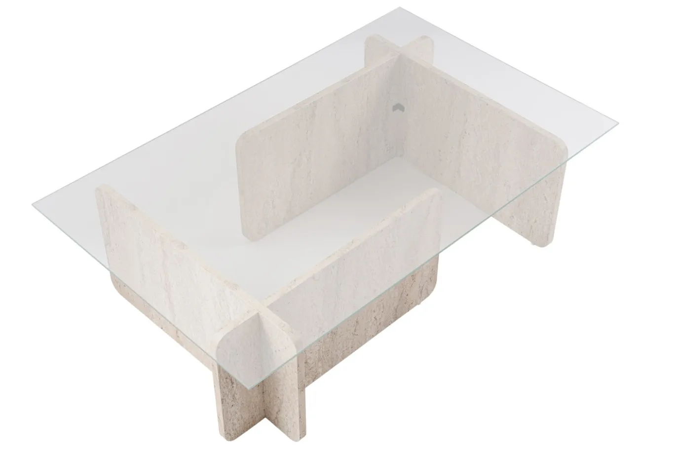 Salontafel Flavio Glas/Travertinlook