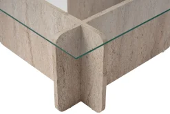 Salontafel Flavio Glas/Travertinlook