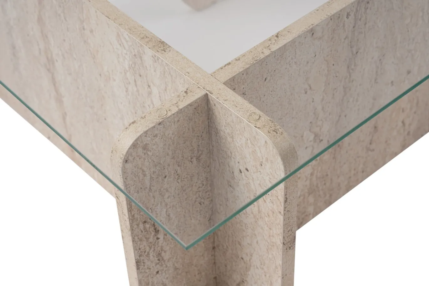 Salontafel Flavio Glas/Travertinlook