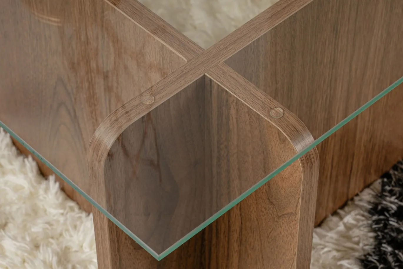 Salontafel Flavio Glas/Walnoot