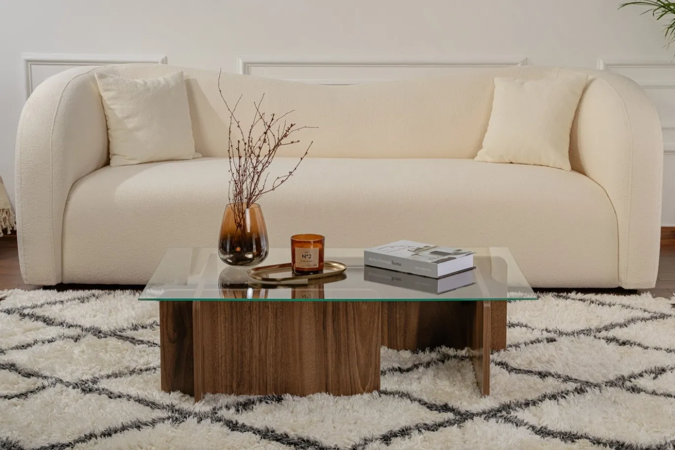 Salontafel Flavio Glas/Walnoot