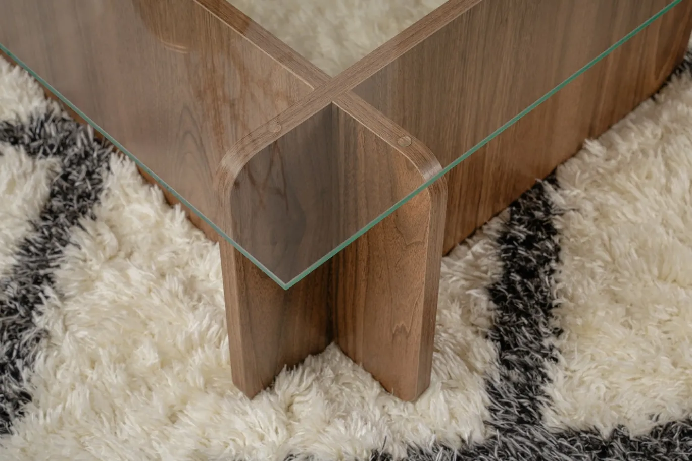 Salontafel Flavio Glas/Walnoot