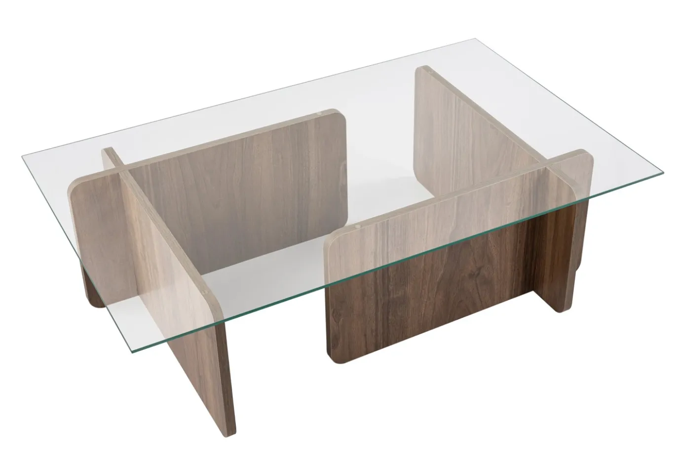 Salontafel Flavio Glas/Walnoot