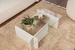 Salontafel Flavio Glas/Wit 105cm