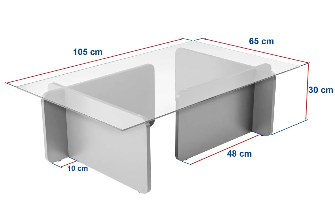 Salontafel Flavio Glas/Wit 105cm