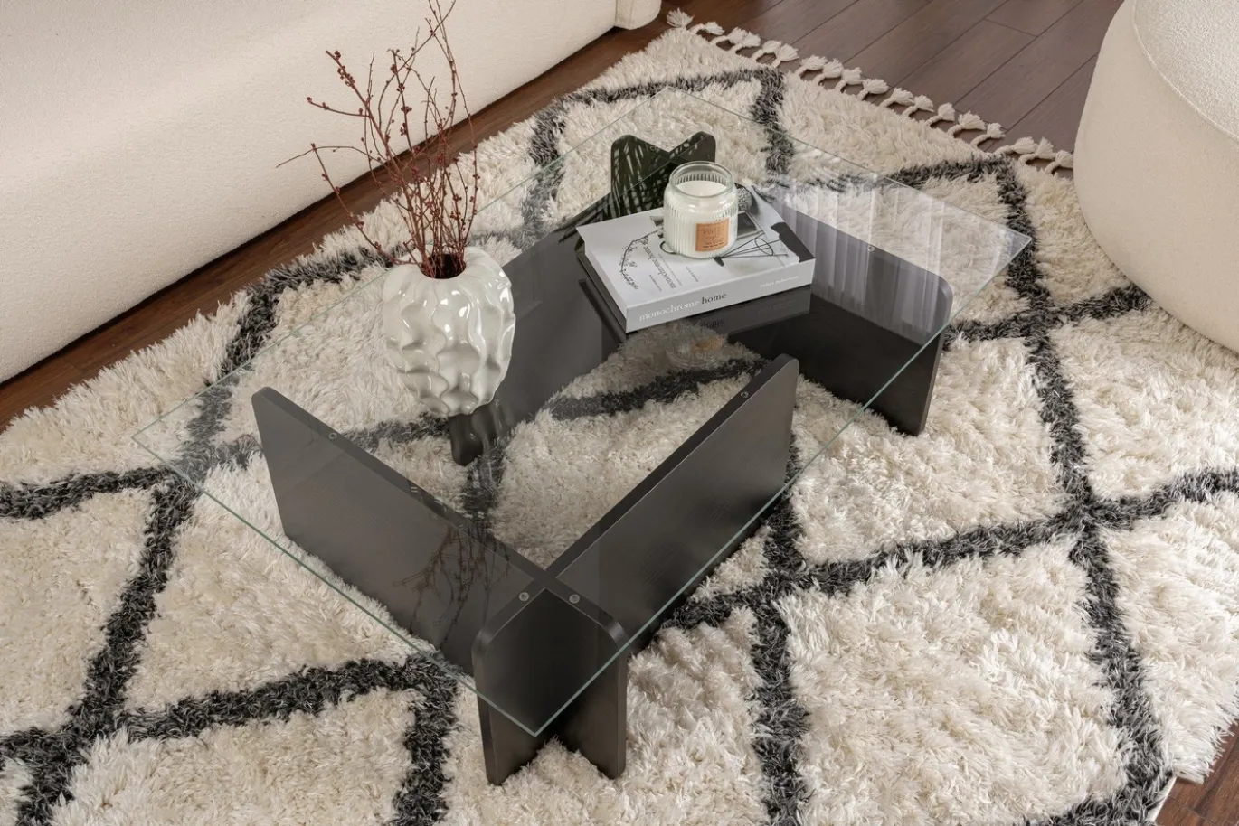 Salontafel Flavio Glas/Zwart 105cm