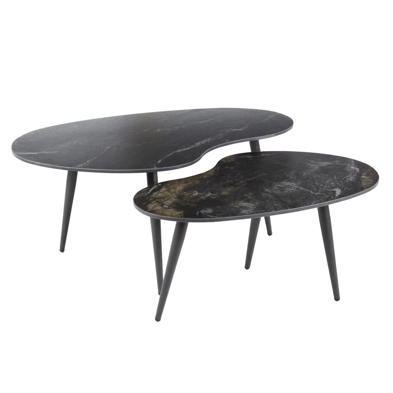 Salontafel Fossil Niervormig Zwart Set van 2 - Giga Meubel