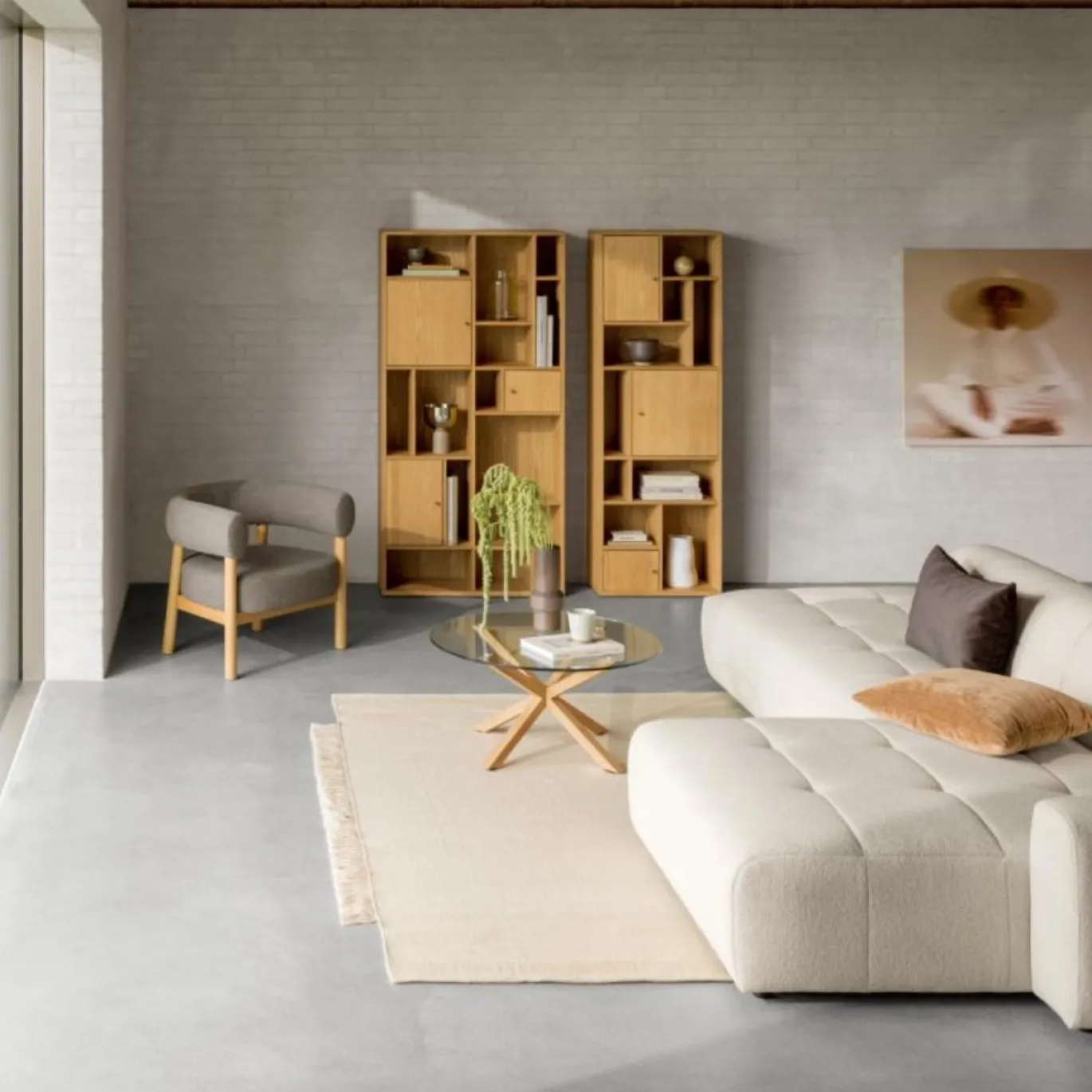 Salontafel Harrie Glas Naturel Ø82x40cm - Giga Living