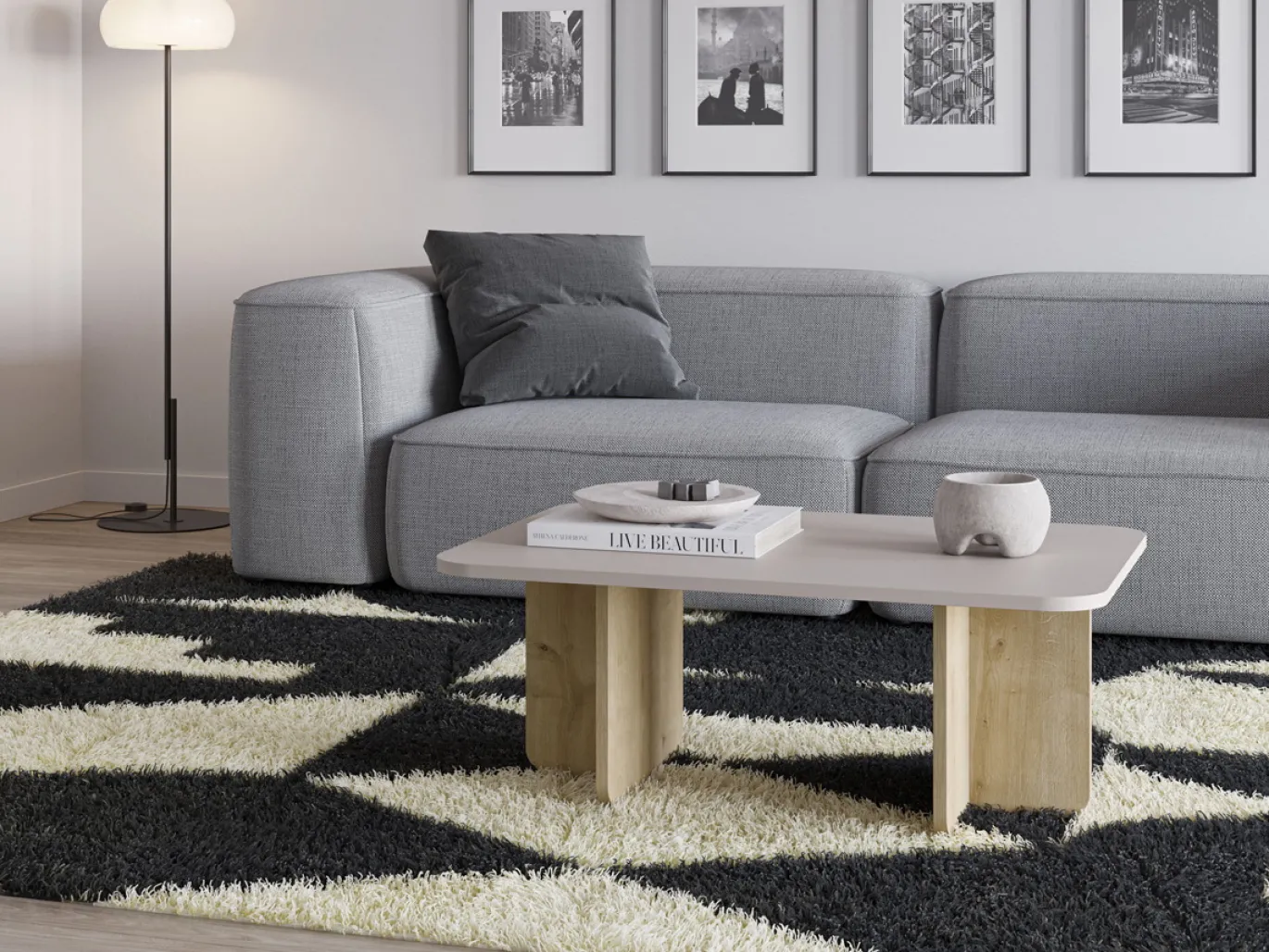 Salontafel Hillary 100cm Crème Eiken - Giga Meubel