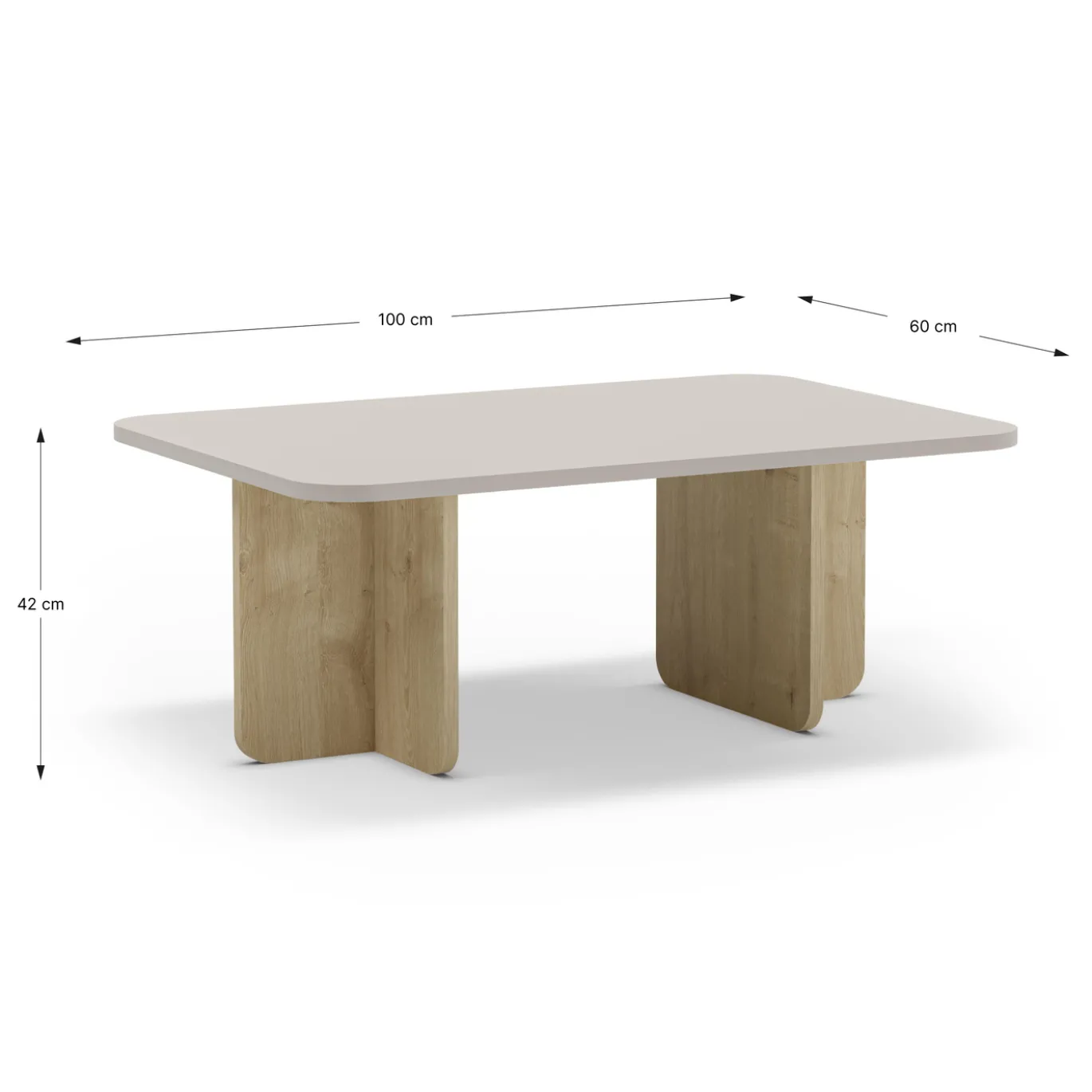 Salontafel Hillary 100cm Crème Eiken - Giga Meubel