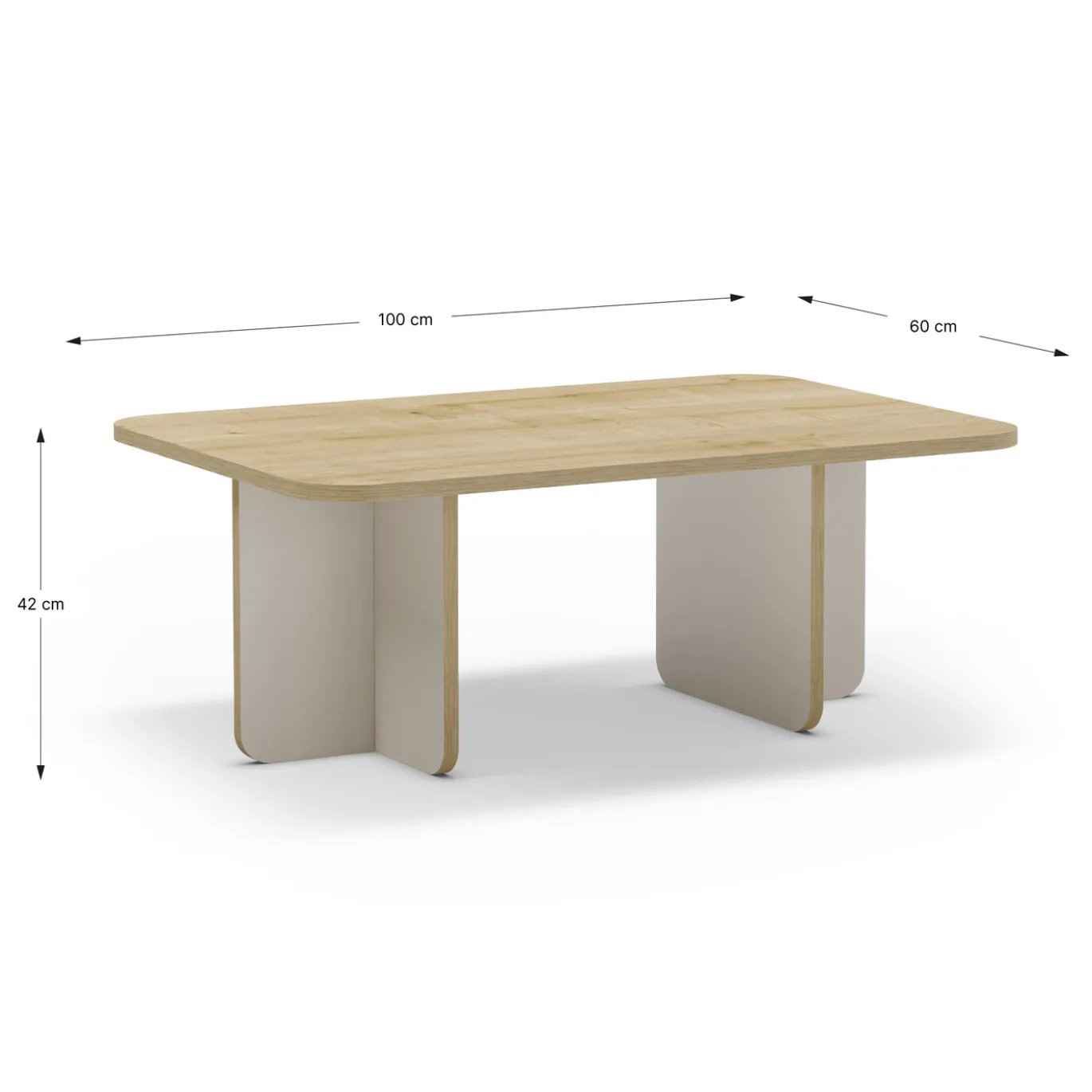 Salontafel Hillary 100cm Eiken Crème/eiken Edge - Giga Meubel
