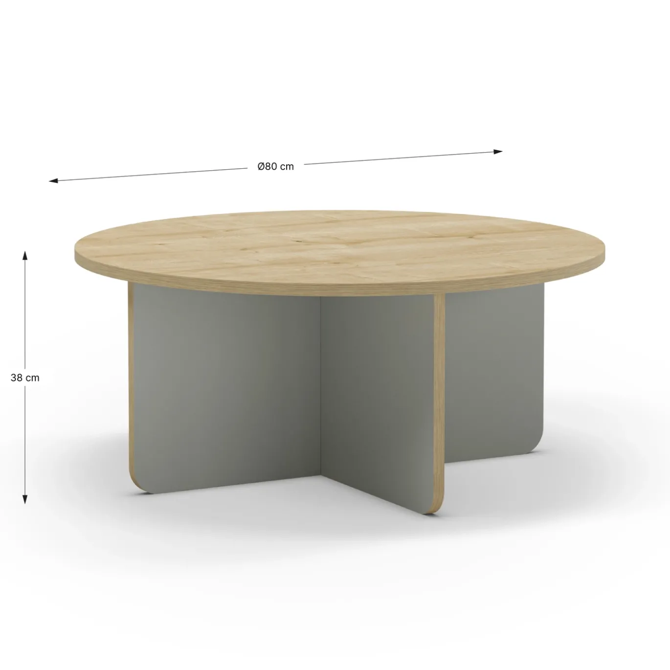 Salontafel Hillary Rond 80cm Eiken Groen/eiken - Giga Meubel