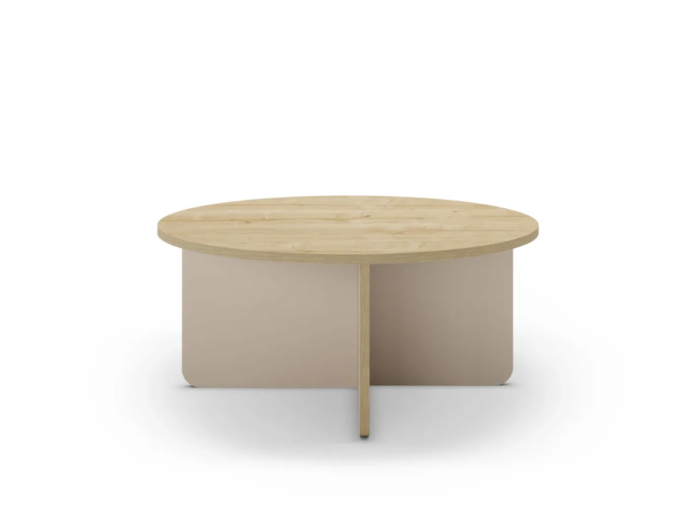 Salontafel Hillary Rond 80cm Eiken Crème/eiken - Giga Meubel