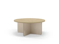 Salontafel Hillary Rond 80cm Eiken Crème/eiken - Giga Meubel
