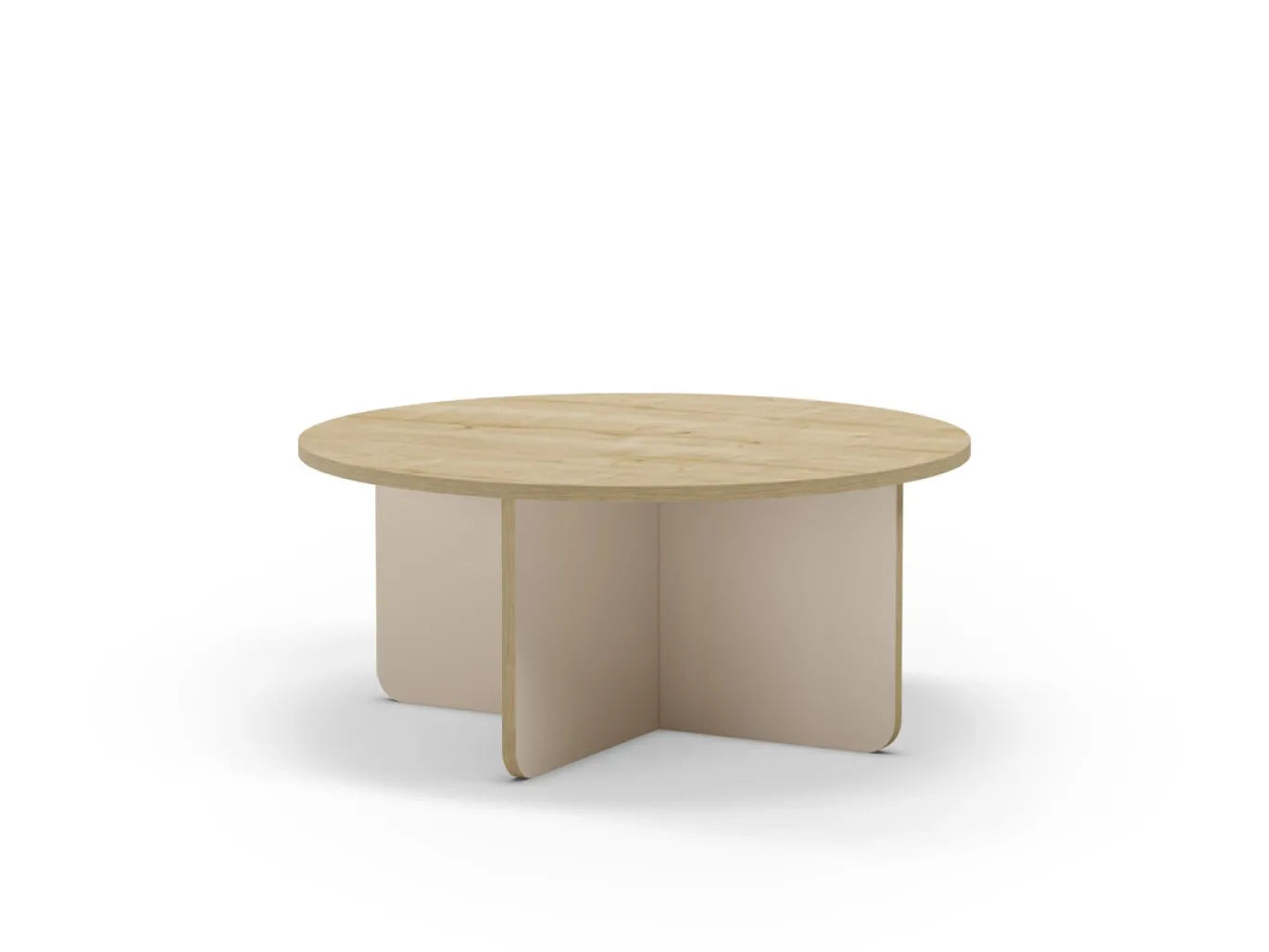 Salontafel Hillary Rond 80cm Eiken Crème/eiken - Giga Meubel