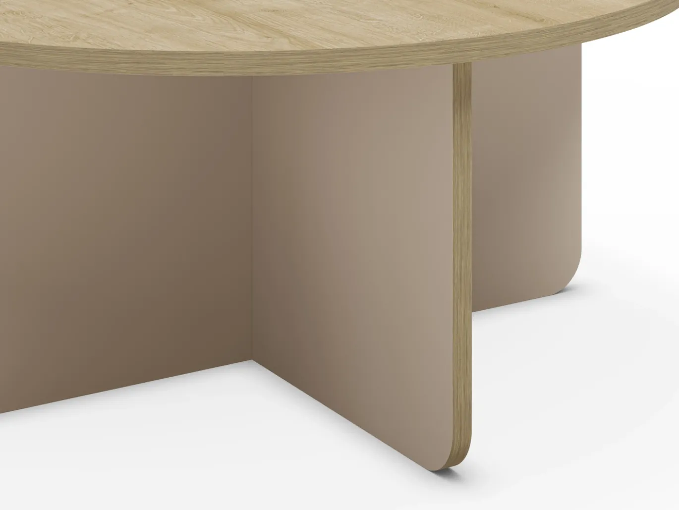 Salontafel Hillary Rond 80cm Eiken Crème/eiken - Giga Meubel