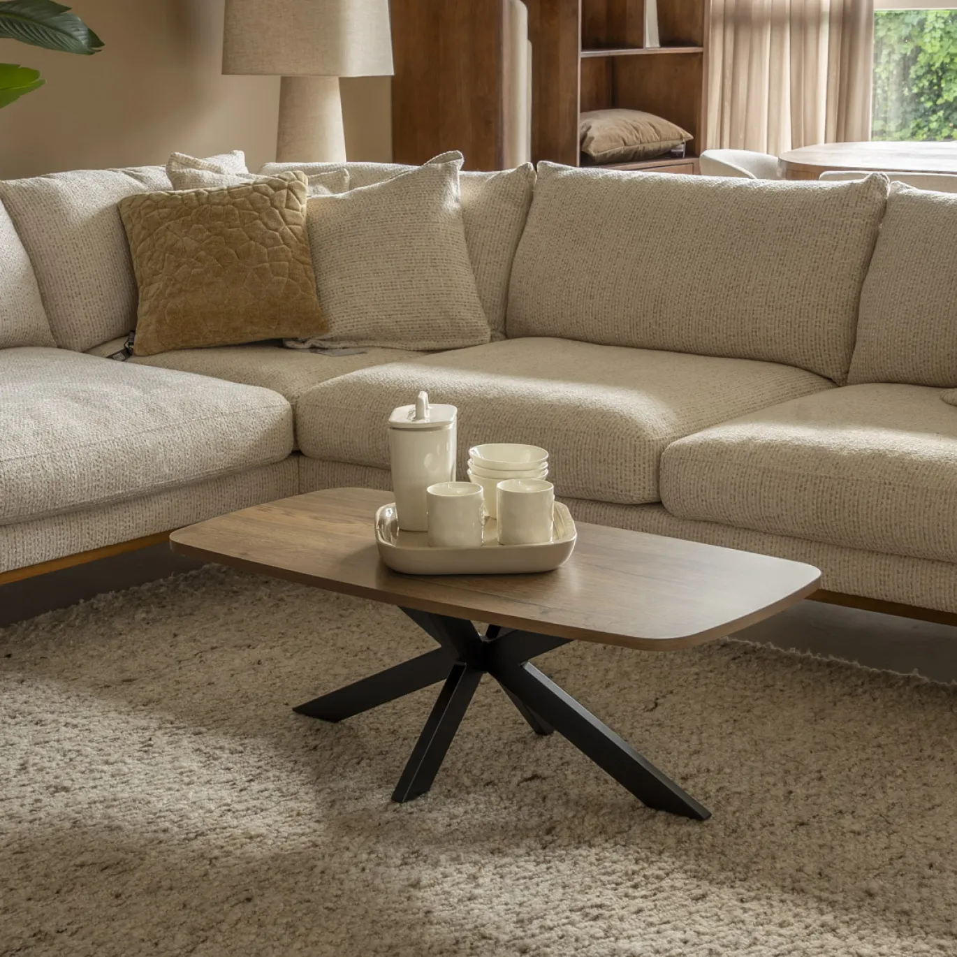 Salontafel Jaimy Donkerbruin Deens Ovaal 100cm - Giga Meubel